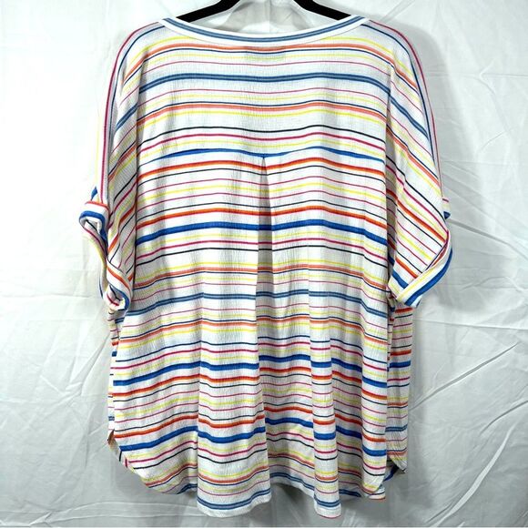 Lane Bryant Relaxed Cap Sleeve Notch Neck Textured Top 0133 - Picture 3 of 9